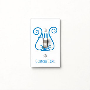 Blue Lyre Light Switch Cover