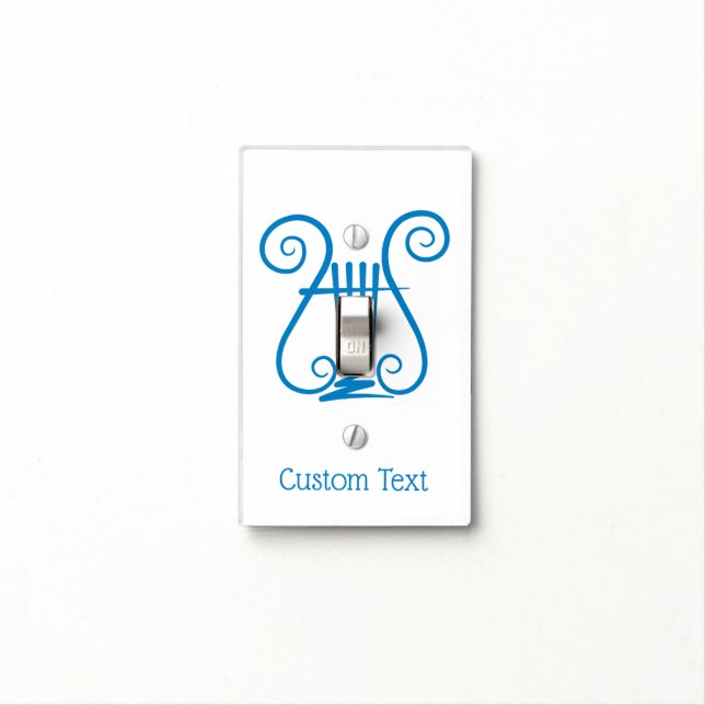 Blue Lyre Light Switch Cover (In Situ)