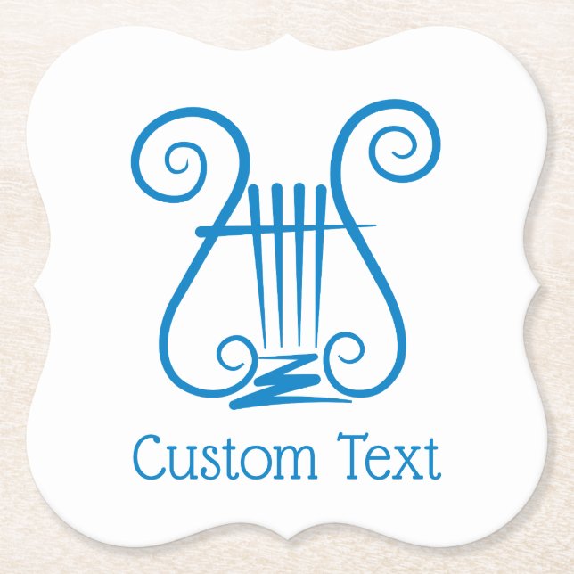 Blue Lyre Paper Coaster (Front)