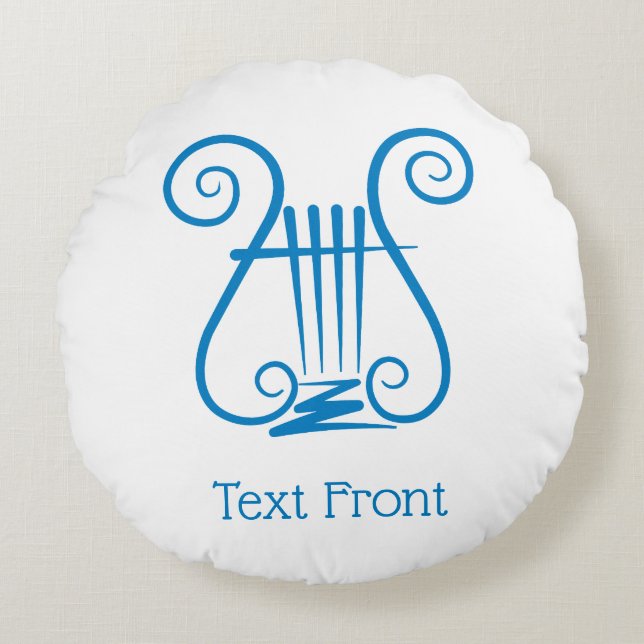 Blue Lyre Round Pillow (Front)