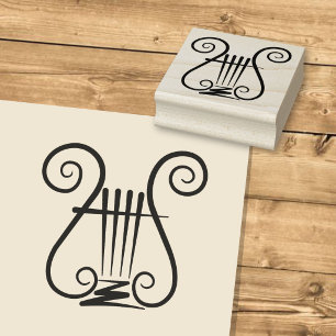 Blue Lyre Rubber Stamp