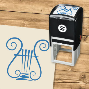 Blue Lyre Self-inking Stamp