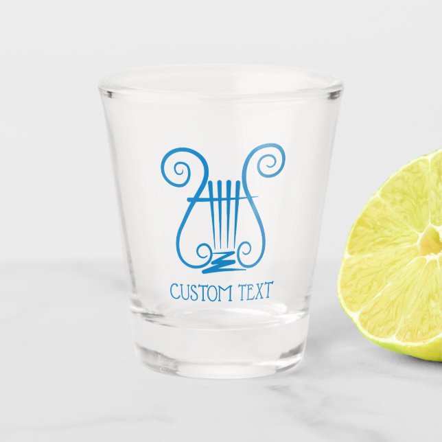 Blue Lyre Shot Glass (Front)
