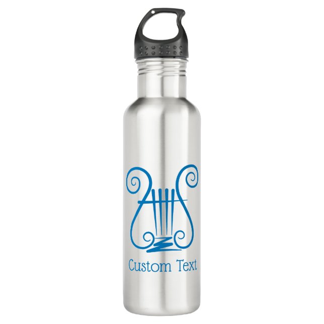 Blue Lyre Stainless Steel Water Bottle (Front)