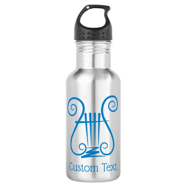 Blue Lyre Stainless Steel Water Bottle (Front)
