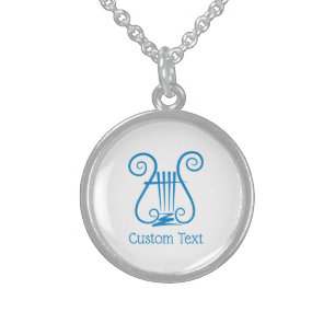 Blue Lyre Sterling Silver Necklace