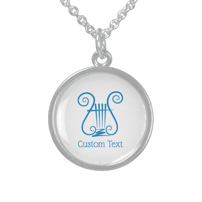 Blue Lyre Sterling Silver Necklace (Front)