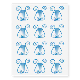 Blue Lyre Temporary Tattoos
