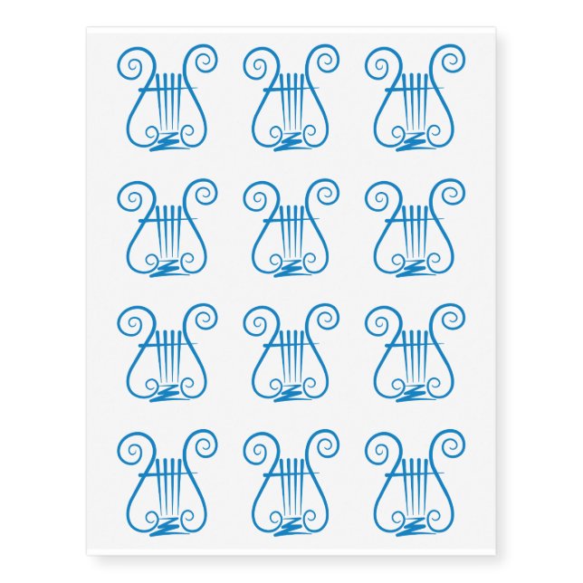 Blue Lyre Temporary Tattoos (Front)