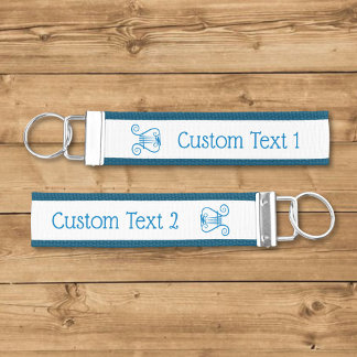 Blue Lyre Wrist Keychain