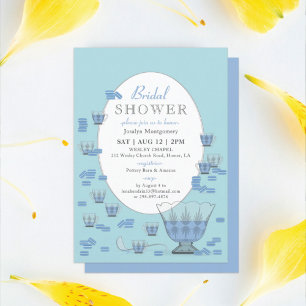 Blue Macarons & Crystal Punch Set Bridal Shower Invitation
