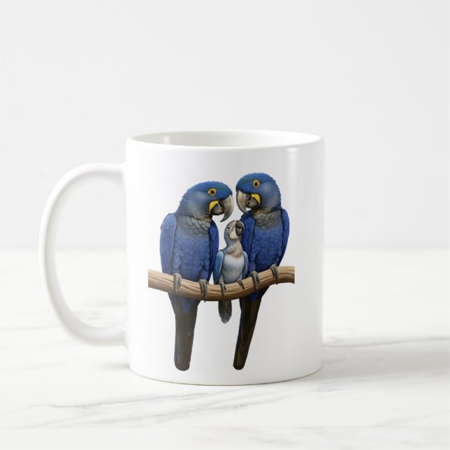Blue macaw coffee mug (Left)