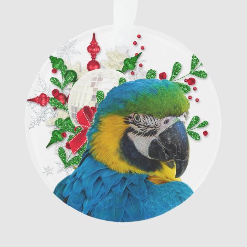 Blue Macaw Parrot Christmas Ornament