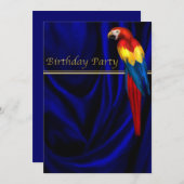 Blue Macaw Parrot Satin Birthday Party Template (Front/Back)