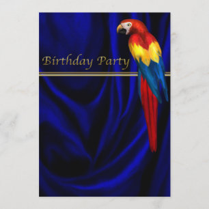 Blue Macaw Parrot Satin Birthday Party Template