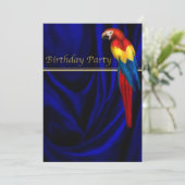 Blue Macaw Parrot Satin Birthday Party Template (Standing Front)