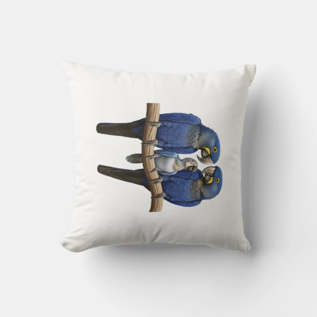 Blue Macaw Throw Pillow (Front)