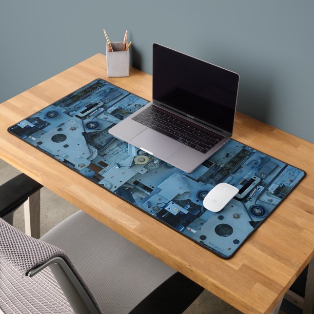 Blue Machinery Mechanical Robotic Funny Cool Geek Desk Mat (Office 2)