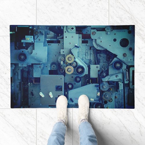 Blue Machinery Mechanical Robotic Funny Cool Geeky Doormat
