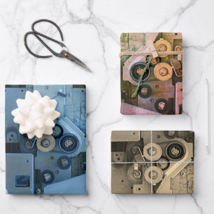 Blue Machinery Mechanical Robotic Funny Cool Geeky Wrapping Paper Sheets