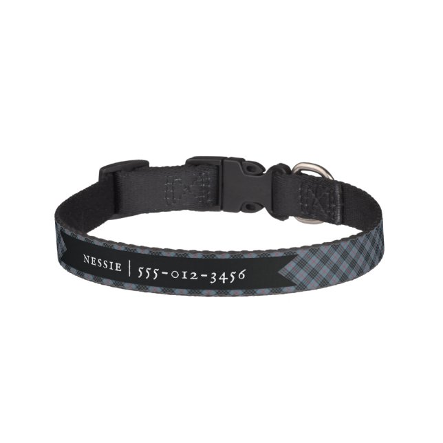 Blue MacKay Clan Tartan Scottish Plaid Pattern Pet Collar (Front)