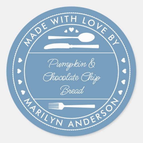 Blue Made With Love Food Gift Classic Round Sticker