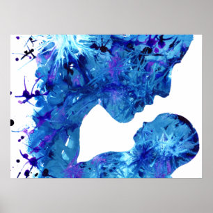Blue Madonna and child beautiful watercolor Poster