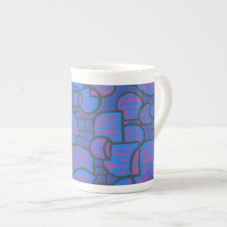 Blue, Magenta Abstract Bone China Mug