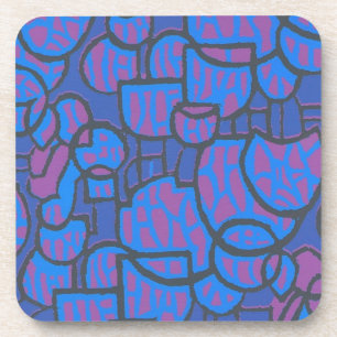 Blue, Magenta Abstract Cork-backed Coasters