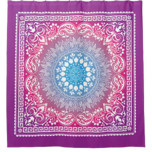 Blue Magenta Burst Bandana-4 Shower Curtain