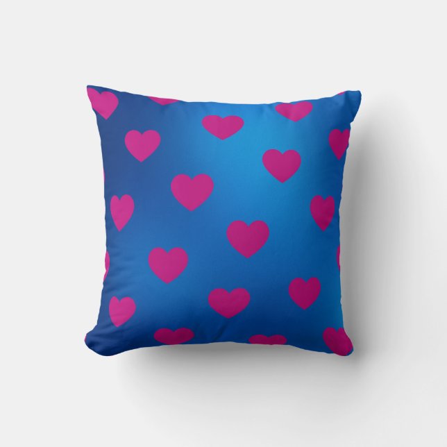 Blue Magenta Cozy Modern Romantic Chic Heart  Throw Pillow (Front)