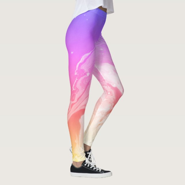 Blue Magenta Rainbow Leggings - Striped Yoga Pants (Right)