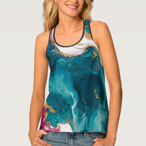 Blue magic abstract marble tank top