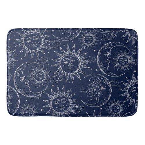 Blue Magic Vintage Celestial Sun Moon Stars Bath Mat