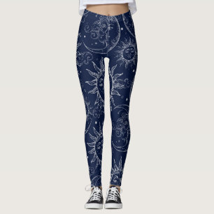 Blue Magic Vintage Celestial Sun Moon Stars Leggings