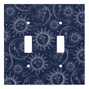 Blue Magic Vintage Celestial Sun Moon Stars Light Switch Cover