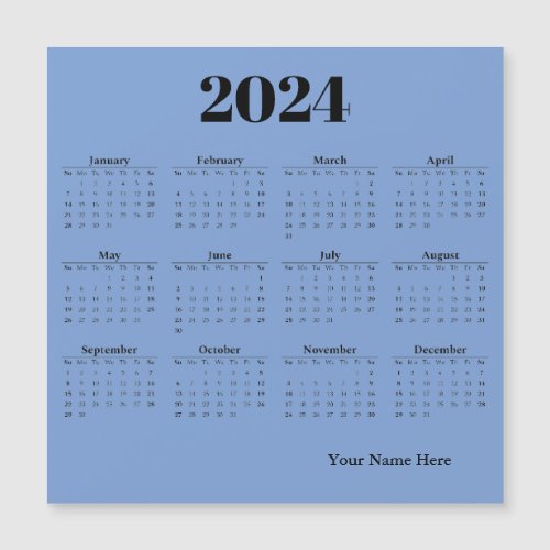 Blue magnetic card for 2024 calendar