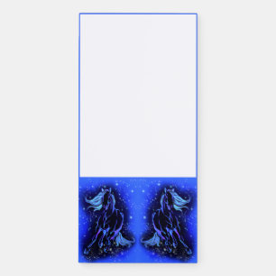 Blue Magnetic Notepad Horses Running At Night