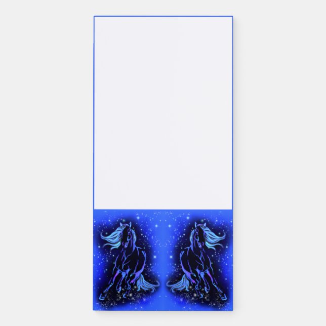 Blue Magnetic Notepad Horses Running At Night (Front)