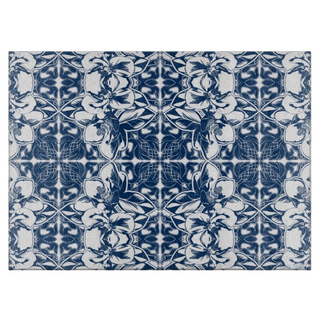 Blue Magnolia Cutting Board (Front)