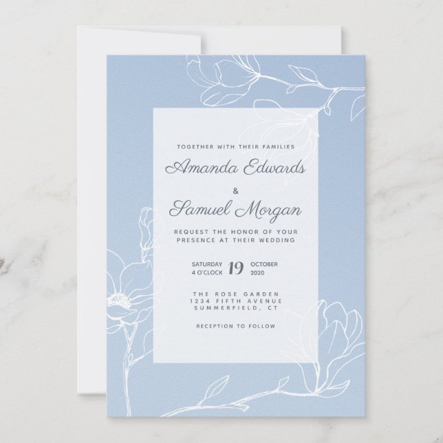 Blue Magnolia  Invitation (Front)