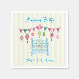Blue Mahjong Baby Shower Boy Napkins