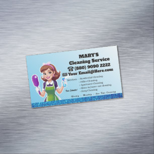 Blue Maid House Cleaning housekeeping Service Business Card Magnet