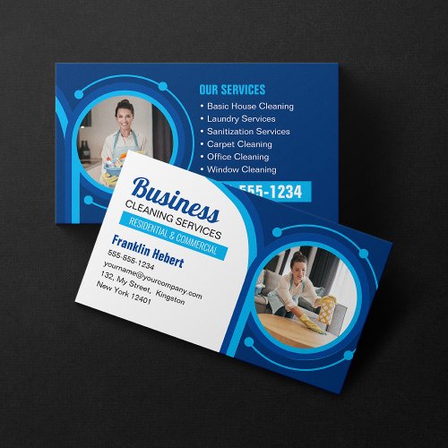 Blue Maid House Cleaning Services Janitorial Clean Business Card