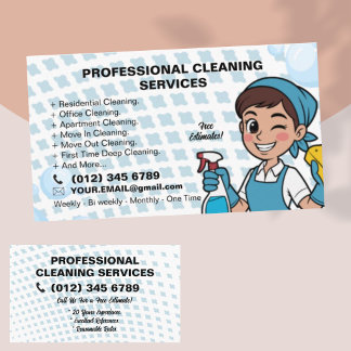 Blue Maid Janitorial Lady House Cleaning Service Business Card