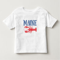 Blue Maine Text Red Watercolor Lobster