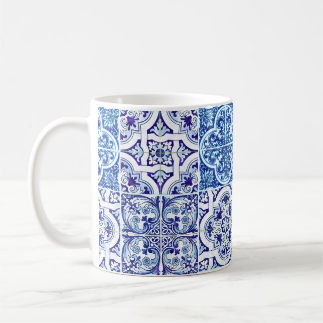 Blue Maiolica Tile Mug | Italian Ceramic Inspired (Left)