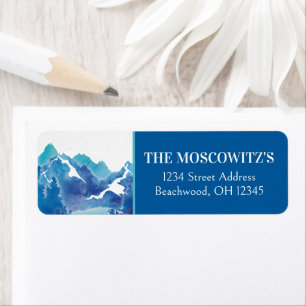 Blue Majestic Mountain Bar Mitzvah Address Label