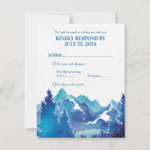 Blue Majestic Mountain Watercolor Bar Mitzvah RSVP