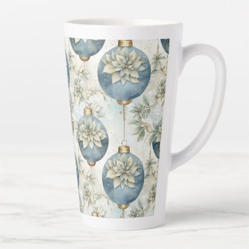 Blue Majesty Elegant Blue Gold Christmas Splendor Latte Mug